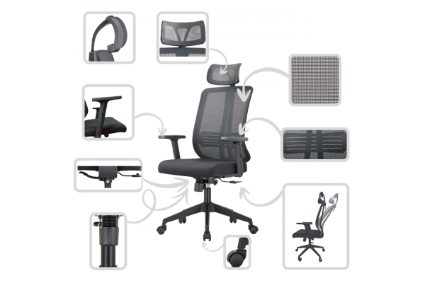 Fotel biurowy K25 WORKREST  CZARNY