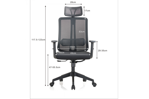 Fotel biurowy K25 WORKREST  CZARNY